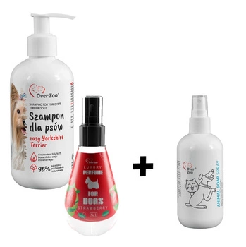 OVER ZOO Šampón pre psov yorkshirský teriér 250ml & OVER ZOO Luxusný parfém pre psov jahody - 150ml + OVER ZOO Zvieracie mydlo v spreji 50ml ZDARMA!