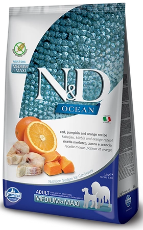 Farmina N&D Ocean canine COD, PUMPKIN & ORANGE ADULT MEDIUM & MAXI 2,5kg