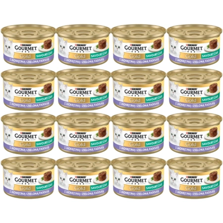 Purina Gourmet Gold Savoury Cake s jahňacím mäsom a zelenou fazuľkou 72x85g