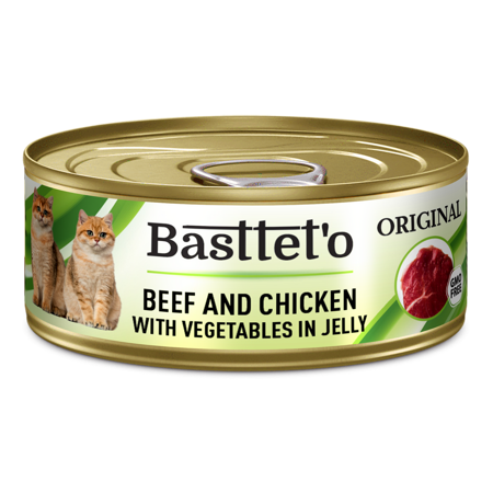 Basttet'o Original Beef & Chicken & Vegetable Jell-O pre mačky 85g (plechovka)