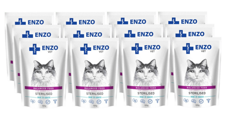 ENZO VET Sterilizovaná strava pre sterilizované mačky s morčacím mäsom v želé 12x100g