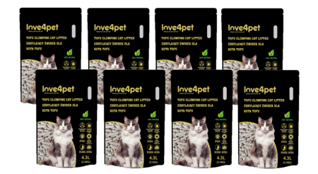 Love4pet super hrudkujúca tofu podstielka 8x(2,5 kg 4,3 l) pre mačky