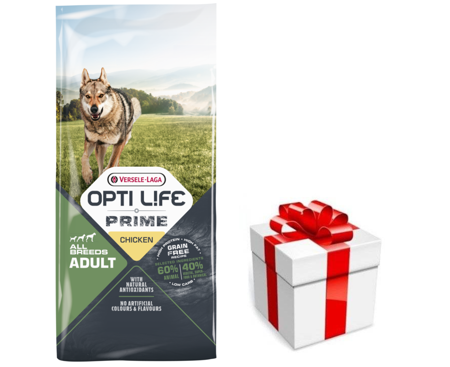 VERSELE-LAGA Opti Life Prime Adult Chicken 12,5 kg - krmivo bez obilnín pre dospelé psy s kuracím mäsom + prekvapenie pre vášho psa ZDARMA