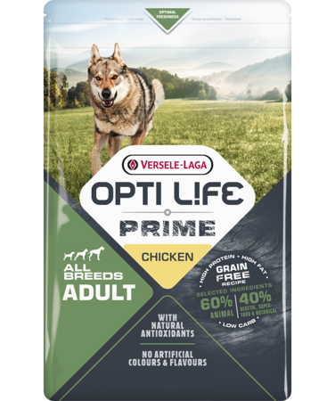 VERSELE-LAGA Opti Life Prime Adult Chicken 2,5 kg - krmivo bez obilnín pre dospelé psy s kuracím mäsom